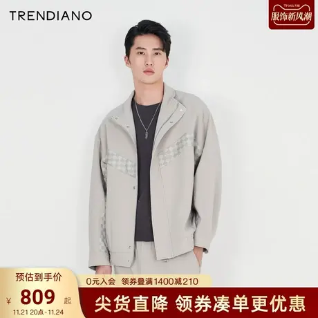 TRENDIANO官方2023新款春季男装开衫外套时尚夹克商品大图