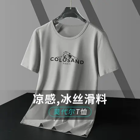 莫代尔短袖t恤男装2024新款夏季潮流圆领冰丝凉感上衣服速干半袖商品大图