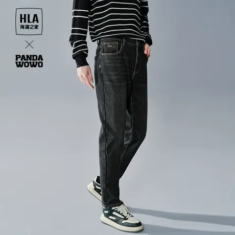 【加绒】HLA/海澜之家panda wowo熊猫牛仔裤23秋冬五袋款长裤男图片