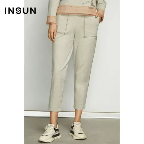 INSUN恩裳纯色直筒裤春季潮流宽松裤商品大图