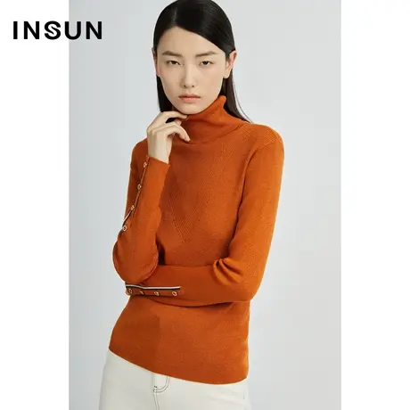 INSUN恩裳线上专选秋季高领毛衣修身弹力针织衫商品大图