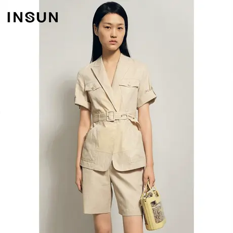 恩裳夏季上衣轻收腰V领别致西装商品大图