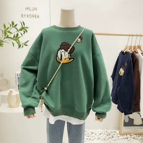 2021秋冬新款韩国东大门chic潮港风慵懒休闲摇粒绒加卫衣外套宽松商品大图