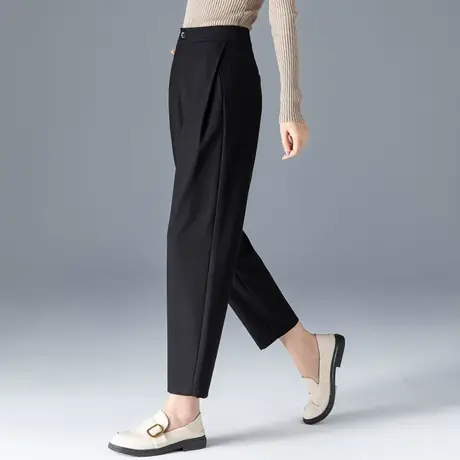 黑色高腰西装裤女春秋小个子萝卜裤休闲九分哈伦裤妈妈裤子老爹裤商品大图