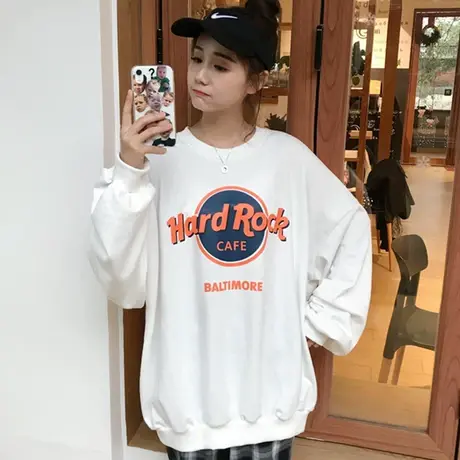 oversize卫衣女春秋薄款长袖宽松韩版潮ins原宿bf慵懒风上衣外套商品大图