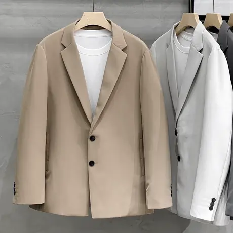 男士品质垂感商务休闲小西装春秋宽松免烫西服韩版单西百搭男外套图片