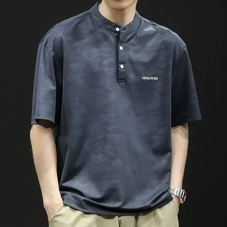 夏季Polo衫男冰丝短袖t恤男士半袖潮牌大码2024新款男装体恤男款商品大图
