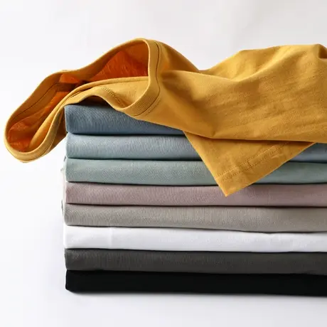 270g重磅纯棉T恤男短袖夏季新疆棉体恤衫宽松落肩圆领纯色半袖商品大图