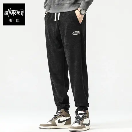 伟臣2023冬季加厚大码男式休闲裤胖子加肥加大灯芯绒束脚裤长裤潮商品大图