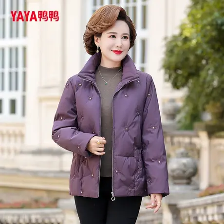 鸭鸭羽绒服女2023年新款中老年外套中长款休闲宽松妈妈装W商品大图