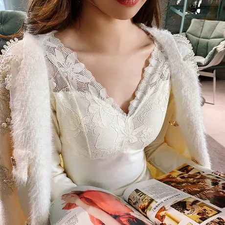 粉红大布娃娃保暖上衣长袖打底衫内衣商品大图