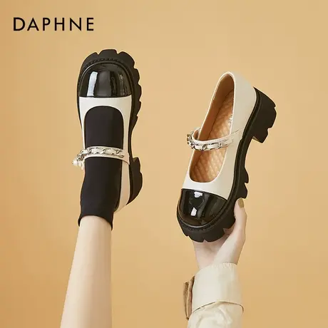 达芙妮玛吉珍鞋女鞋玛丽珍夏季厚底赫本风复古夏小皮鞋玛丽苏鞋子图片