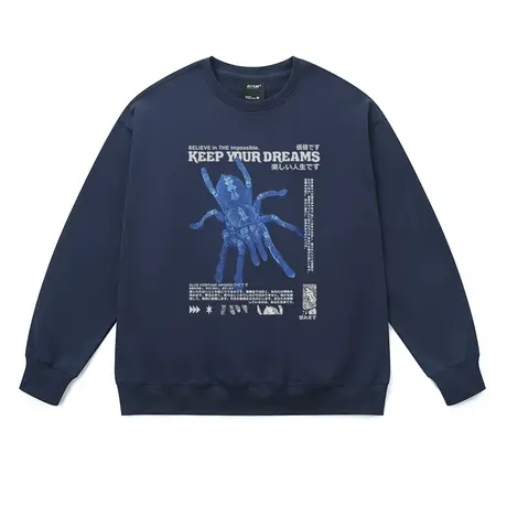 秋冬装卫衣男美式高街vibe风嘻哈赛博朋克蜘蛛印花大码多色打底衫商品大图