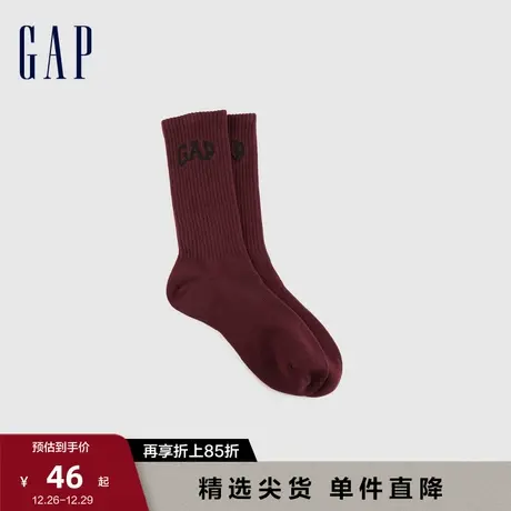 【断码优惠】Gap男装秋季LOGO运动中筒袜一双装舒适及踝袜815131图片