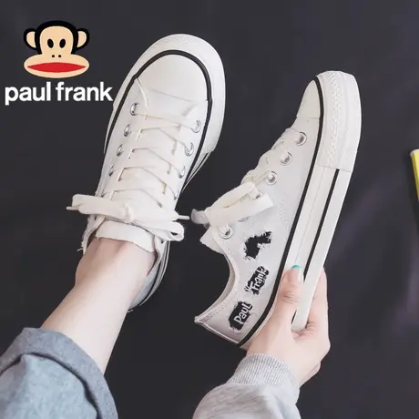 大嘴猴秋季白色帆布鞋女款2023新款女鞋百搭布鞋休闲板鞋运动球鞋商品大图