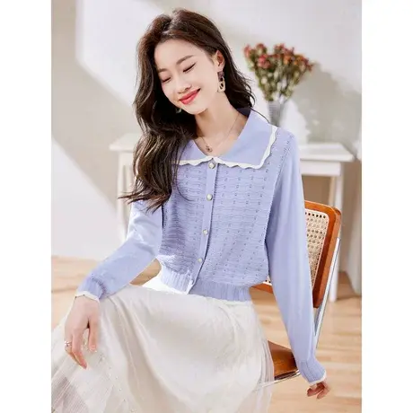 时尚气质淑女针织开衫2023年春季新款温柔减龄宽松显瘦通勤上衣商品大图