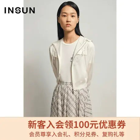 恩裳夏季休闲时尚长袖宽松连帽短款针织外套开衫防晒衫女图片