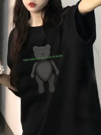 夏季仿棉短袖女t恤半袖百搭色体恤宽松上衣学生黑色纯色圆领韩版商品大图