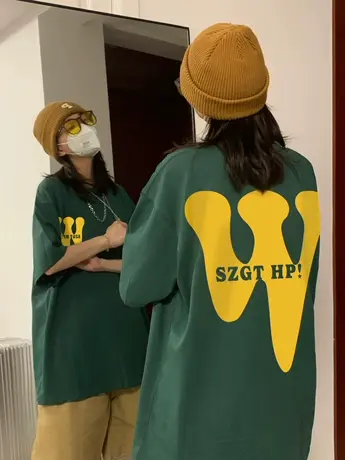 重磅纯棉短袖t恤女春季潮牌美式复古oversize宽松大码半袖上衣夏商品大图