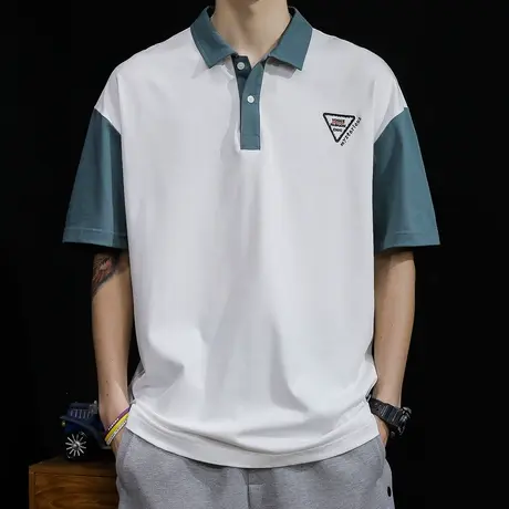 夏季Polo衫男士2023新款短袖t恤男宽松ins潮大码胖子加肥加大体恤商品大图