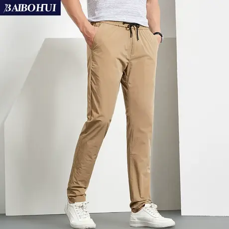休闲裤男士修身夏季薄款青年商务直筒长裤子男韩版潮流弹力小脚裤商品大图
