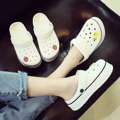 2023新款洞洞鞋女ins潮厚底包头外穿防滑护士时尚凉拖鞋夏沙滩鞋商品大图