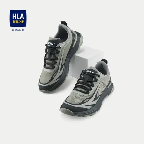 HLA/海澜之家抽绳系带休闲鞋24新撞色拼接透气字母印花圆头鞋子男图片