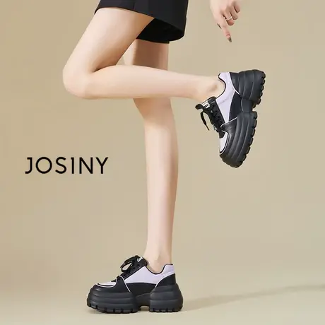 卓诗尼厚底老爹鞋女款正码2023秋款休闲鞋运动紫色小皮鞋舒适经典商品大图