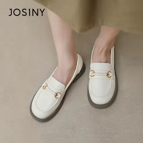 Josiny/卓诗尼乐福鞋2023秋季新款时尚潮流百搭一脚蹬配裙子单鞋商品大图