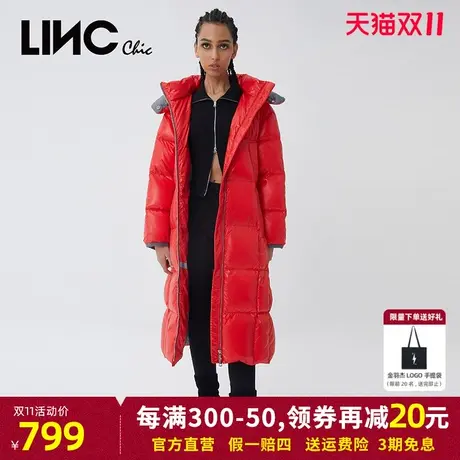 商场同款LINC金羽杰羽绒服女2023冬新款反季断码中长款专柜面包服商品大图