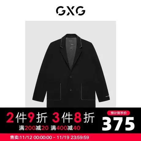 GXG男装 冬季时尚休闲百搭帅气个性潮青年黑色大衣GC126009J商品大图