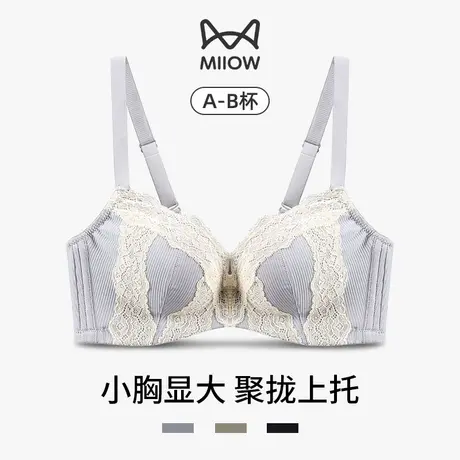MiiOW/猫人小胸聚拢显大内衣女舒适轻薄蕾丝文胸性感透气收副乳春图片