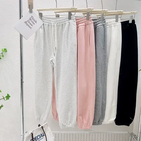 灰色运动裤束脚裤百搭宽松灯笼裤休闲卫裤2022秋装新款纯色小个子图片