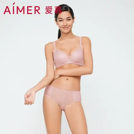 爱慕内裤女夏季柔软轻薄透气纯棉底裆精致性感中腰平角裤AM237551图片