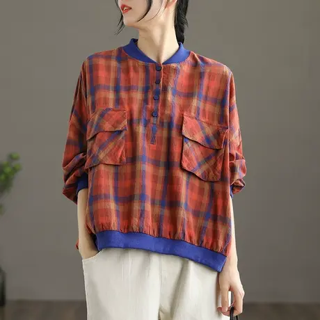 dza 立领宽松套头无帽卫衣女士春秋新款长袖外套休闲百搭短款上衣图片