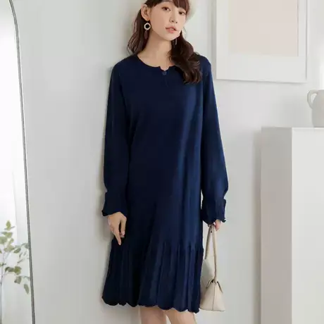 桔熊秋冬季甜美毛衣裙子女装舒适保暖包芯纱针织连衣裙大码FA2383图片