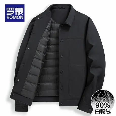 罗蒙羽绒服男士秋冬季2025新款中老年爸爸装行政夹克加厚保暖外套商品大图