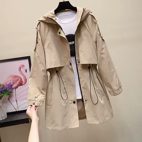 小个子风衣女中长款2023春秋新款韩版学生宽松bf上衣工装chic外套商品大图