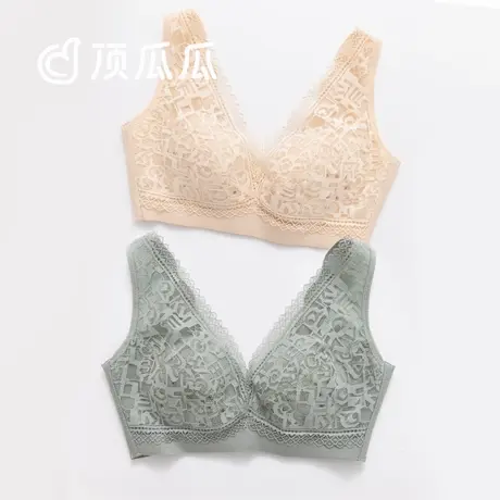 顶瓜瓜文胸女款顶呱呱简约纯色浪漫法式蕾丝女士透气无钢圈文胸商品大图