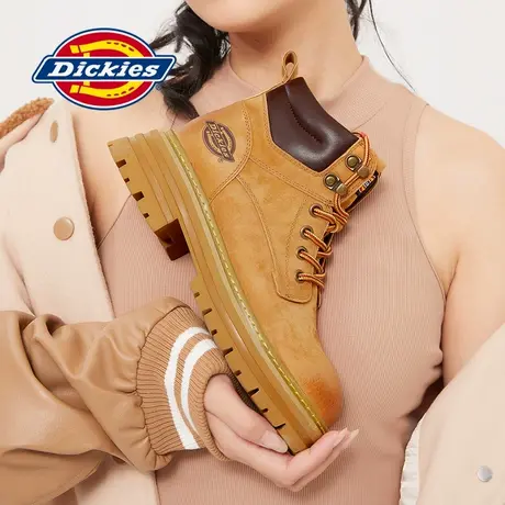 Dickies工装靴女2024年冬季新款复古马丁靴女厚底增高短靴大黄靴图片