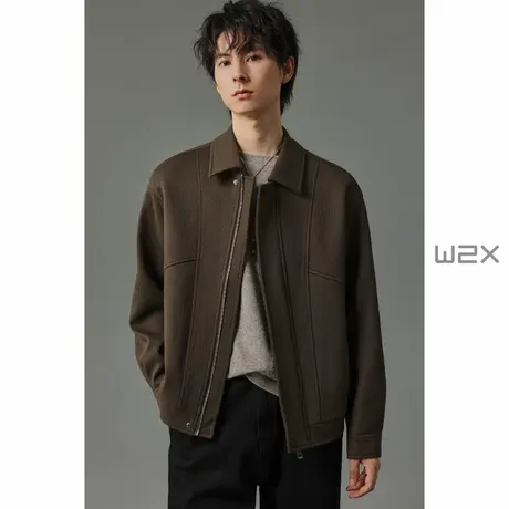 w2x2024新款秋冬季毛呢设计感夹克外套男青年高级感痞帅休闲上衣商品大图