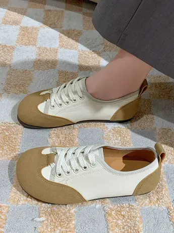 丑萌女鞋子新款2023秋季圆头平底森系带勃肯鞋小白鞋大头休闲单鞋商品大图