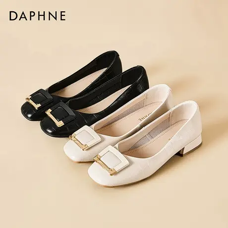 Daphne/达芙妮2025新款法式时尚粗跟一脚蹬女士百搭通勤浅口单鞋图片
