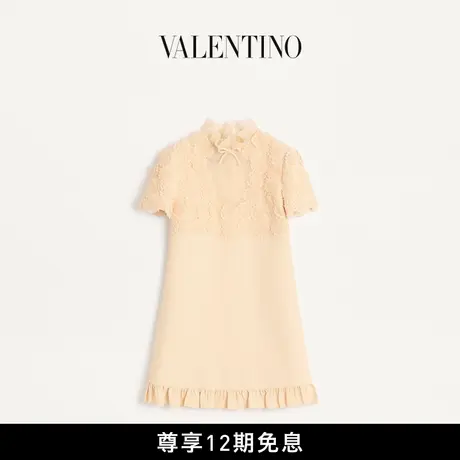 [早秋新品]华伦天奴VALENTINO女士 CREPE COUTURE 短款刺绣连衣裙图片
