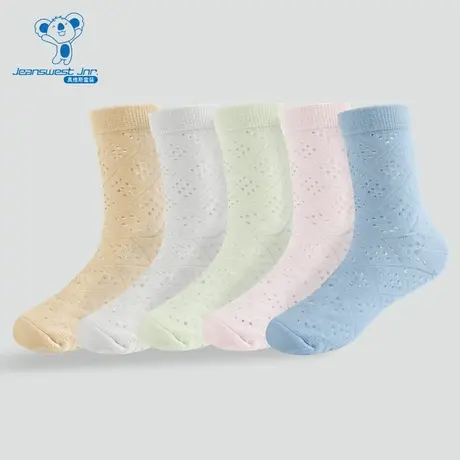 PU【5对装】真维斯童装夏新款女童时尚简约纯色百搭透气中袜商品大图