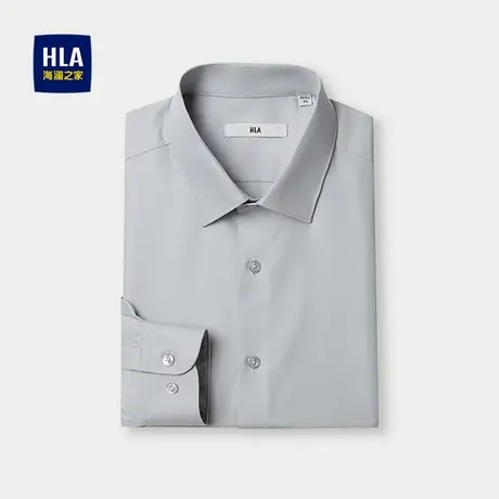 HLA/海澜之家斜纹长袖正装衬衫2025秋新款商务绅士尖领简约衬衣男图片