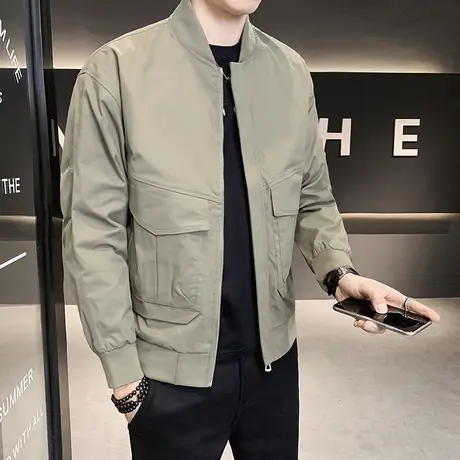 2023春秋季新款男装夹克男士休闲外套潮流工装帅气棒球服青年春装商品大图