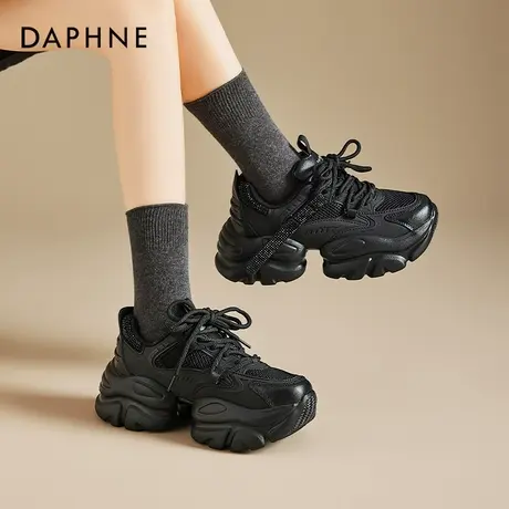 奥古狮登厚底老爹鞋女2025新款秋季黑色增高巨好看的显脚小运动鞋商品大图