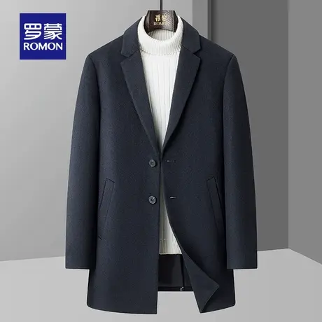 【商场同款】罗蒙可拆羽绒内胆羊毛呢大衣2025秋冬新款保暖外套男商品大图