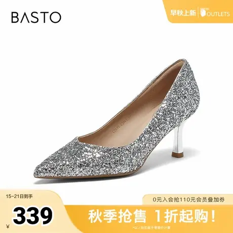 百思图2025秋季新款商场同款浅口单鞋时尚细高跟尖头女鞋CU072CQ5商品大图